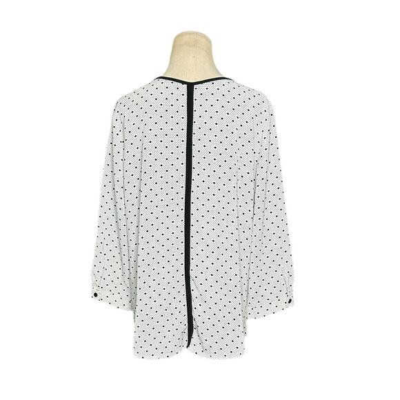 41HAWTHORN White Black Polka Dots Litton Split Neck Blouse Size Large - Picture 2 of 12